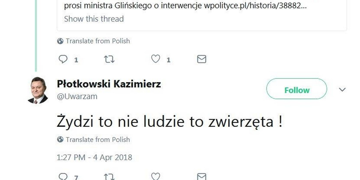 Antysemicki wpis Kazimierza Płotowskiego