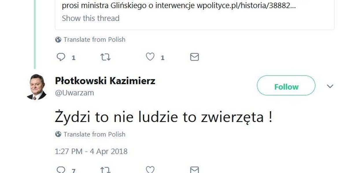 Antysemicki wpis Kazimierza Płotowskiego