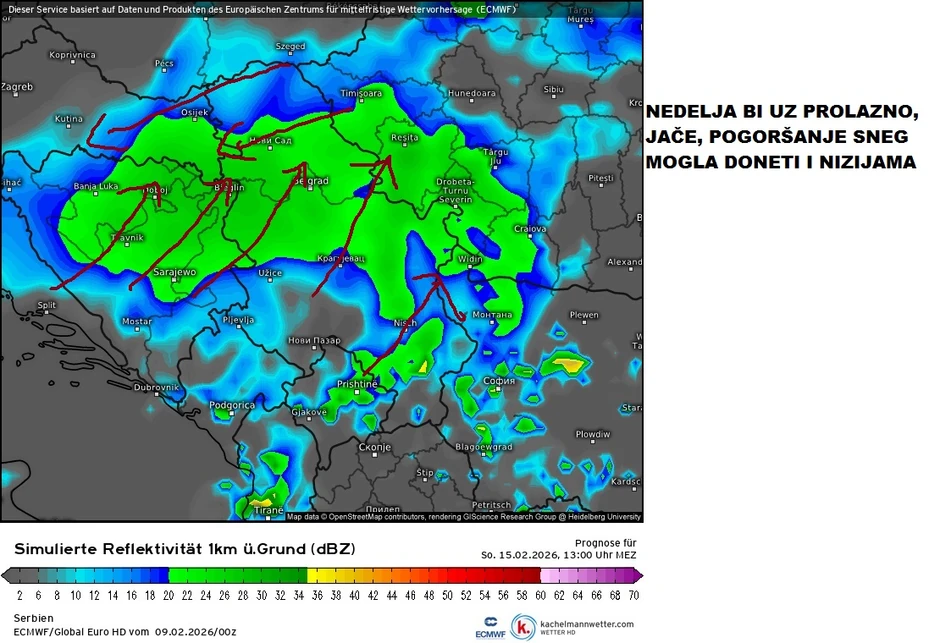 Sneg za Sretenje i u nižim predelima