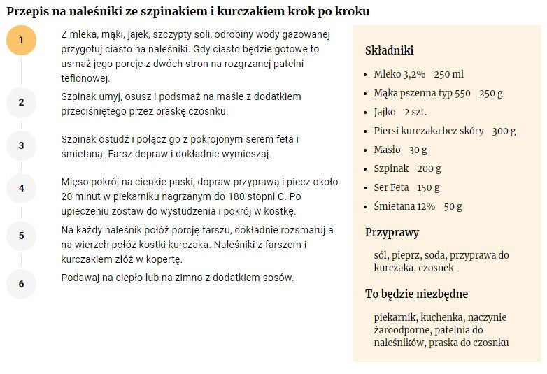 Przepis na naleśniki z kurczakiem i szpinakiem - FajneGotowanie.pl