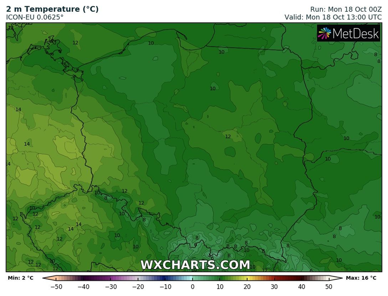 Temperatura od 7 do 15 stopni