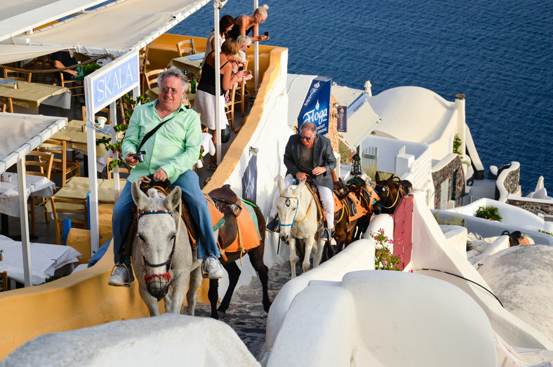 Turyści na osiołkach, Santorini