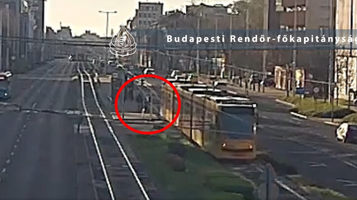 Az utolsó pillanatban rántotta vissza a villamos elől a zavart nőt – videón az életmentő hős rendőr