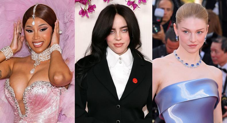 Cardi B, Billie Eilish, and Hunter Schafer.Gotham/GC Images; Marleen Moise/Ernesto Ruscio/Getty Images