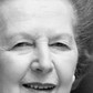 Margaret Thatcher zbliżenie na twarz czarno-białe zdjęcie