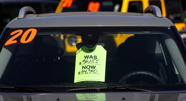 Used cars are displayed for sale at an auto dealership  Glendale, California.Mario Tama/Getty Images