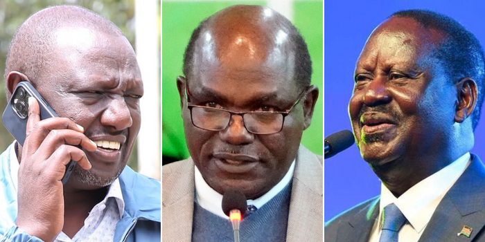 IEBC Chair |Wafula Chebukati, DP William Ruto and former PM Raila Odinga