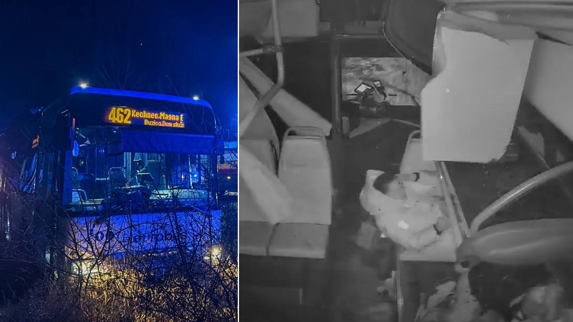 Následky dopravnej nehody autobusu medzi Mokrancami a Čečejovcami, 7. novembra 2025