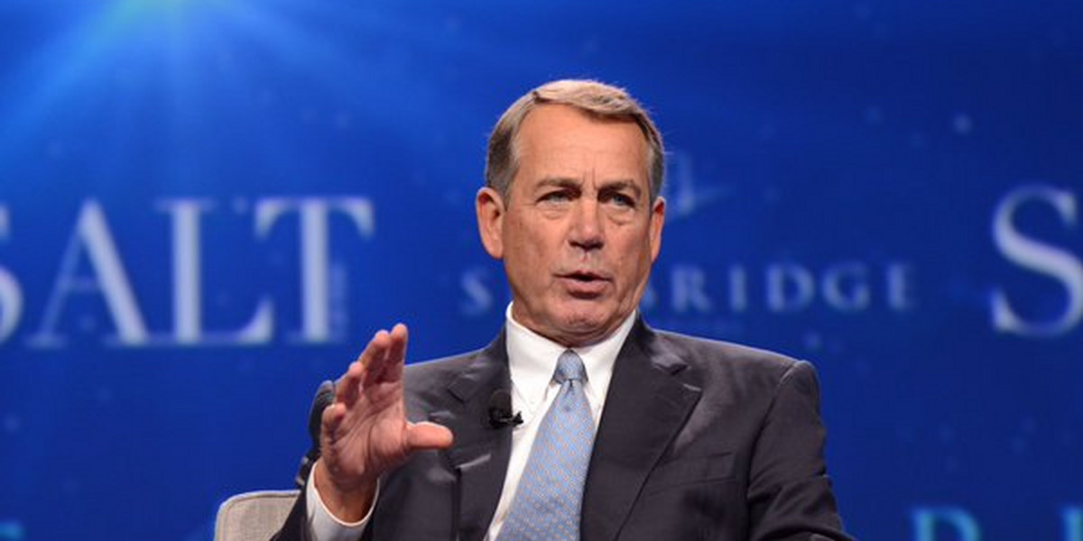 Former House Speaker John Boehner speaks at the SkyBridge Alternatives conference in Las Vegas on May 12, 2016.