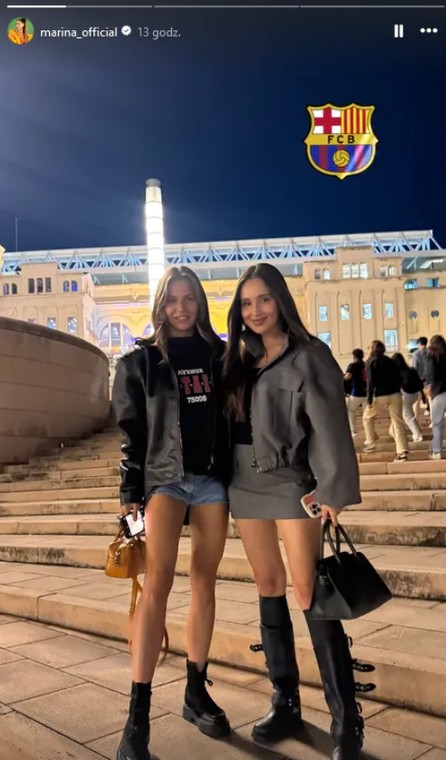 Marina Łuczenko-Szczęsna i Anna Lewandowska po meczu Barcelony