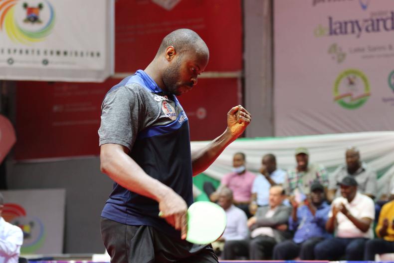 Aruna Quadri celebrating a point