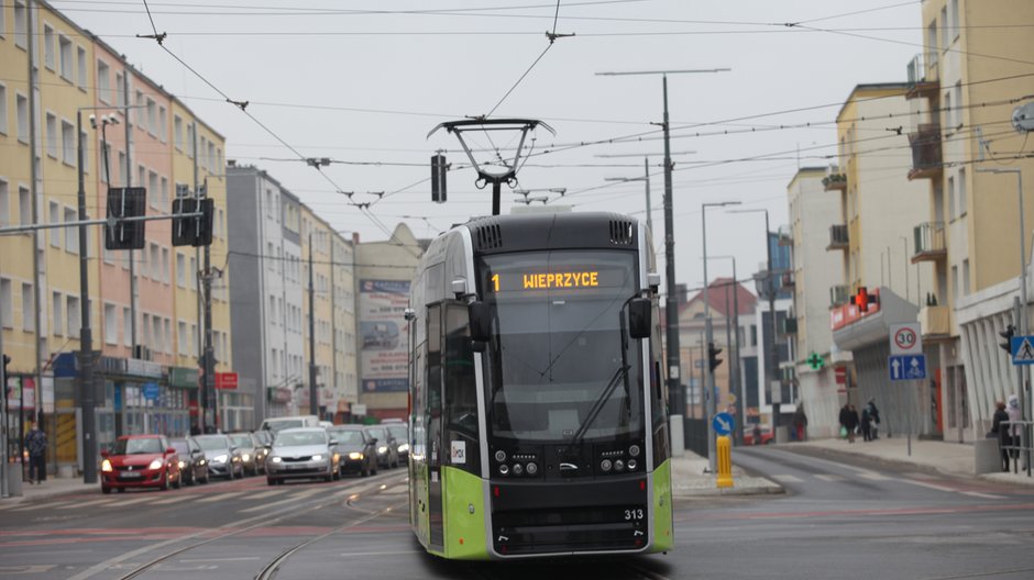 Tramwaj w centrum Gorzowa