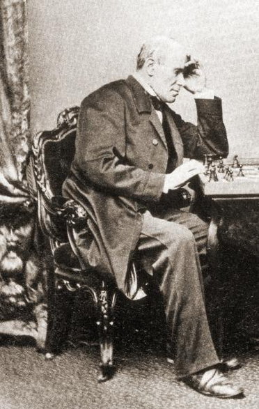 Adolf Anderssen przy szachownicy, Wrocław 1863 rok
