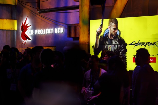 CD Projekt Red SA Cyberpunk 2077 video game signage is displayed as attendees wait for a demonstration during the E3 Electronic Entertainment Expo in Los Angeles, California, U.S., on Wednesday, June 12, 2019. For three days, leading-edge companies, groundbreaking new technologies and never-before-seen products are showcased at E3. Photographer: Patrick T. Fallon/Bloomberg