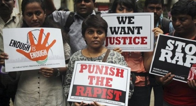 The Indian police are on a manhunt for a man who gang-raped his wife.