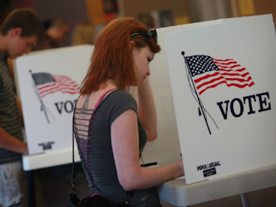 Voting booth in the US.