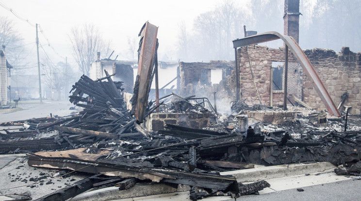 A lángok a Nagy Füstös Hegység nemzeti park két üdülővárosában pusztítottak / Fotó: MTI
