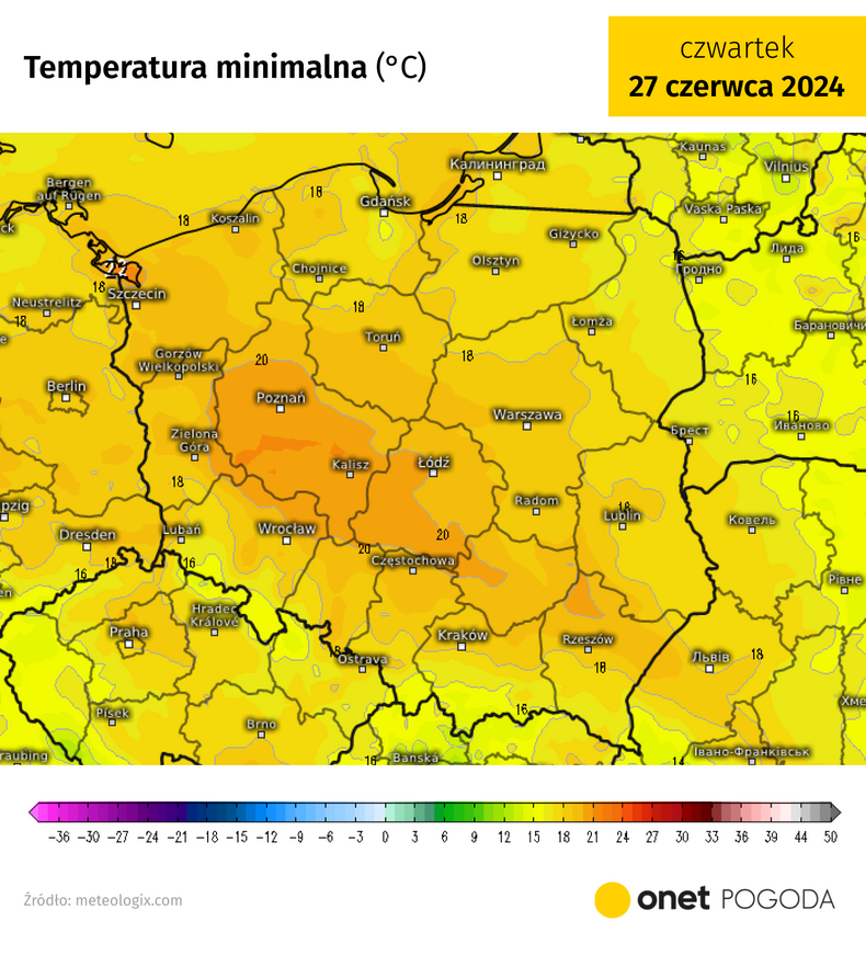 Noc miejscami będzie tropikalna