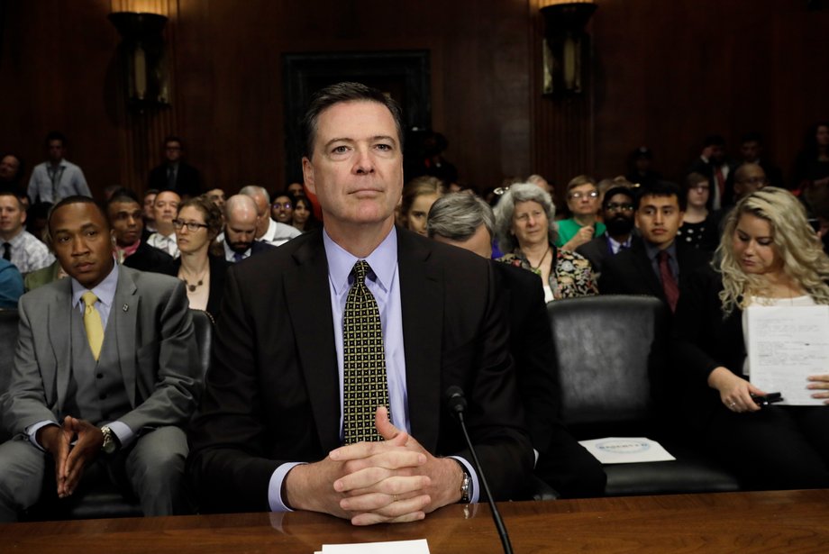 FBI Director James Comey testifies before a Senate Judiciary Committee hearing on May 3.