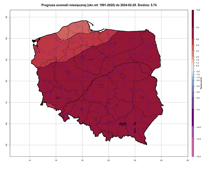 Najprawdopodobniej miesiąc zakończy się z odchyleniem temperatury od średniej wynoszącym niemal 6 st. C