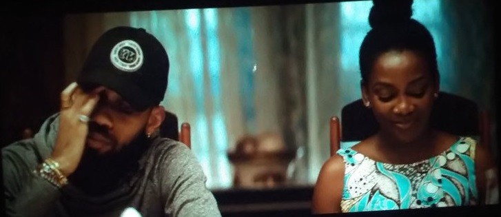 Genevieve and Phyno on the set of Lionheart 