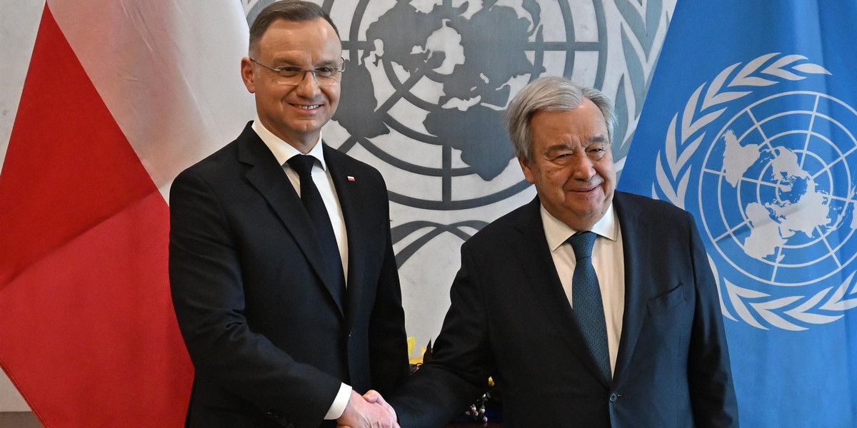 Andrzej Duda w USA z sekretarzem generalnym ONZ Antonio Guterresem.