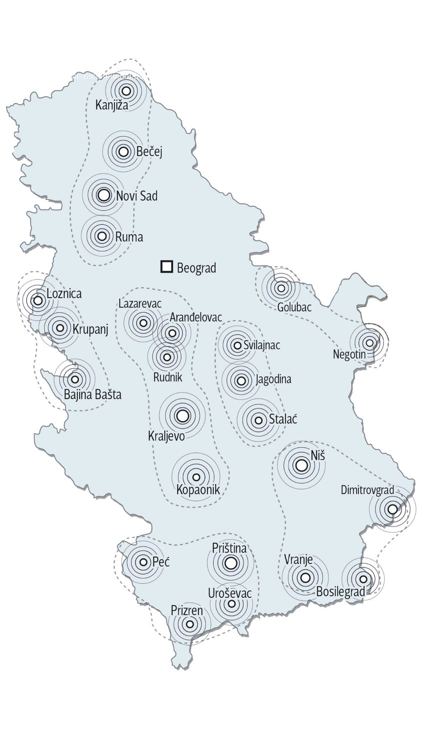 mapa zemljotres Srbija