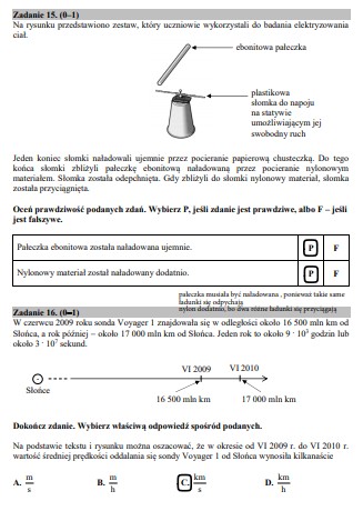 Egzamin gimnazjalny z części przyrodniczej - odpowiedzi 