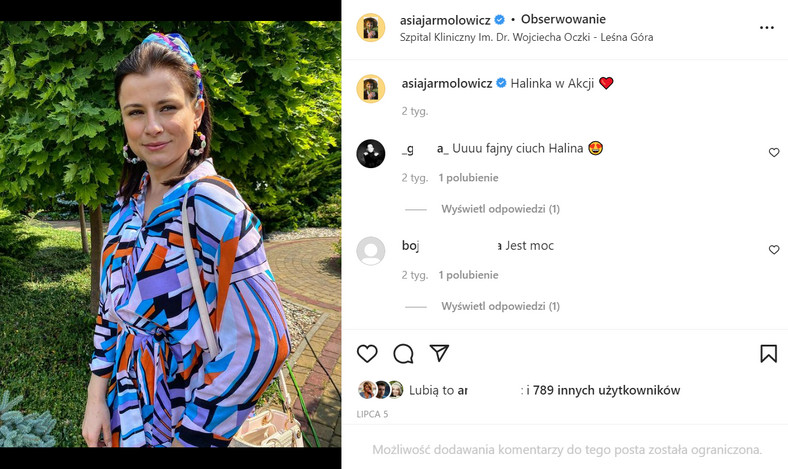 Joanna Jarmołowicz na Instagramie