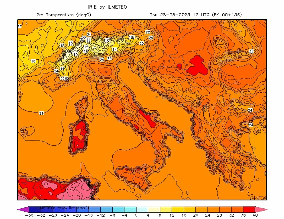 Vreli afrički vazduh ponovo stiže u Evropu zahvaljujući uraganu Erinu, mapa za 28. avgust