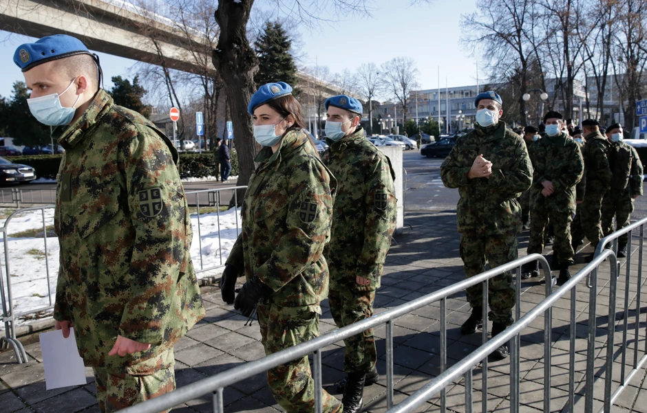 Red za vakcine na Beogradskom Sajmu 