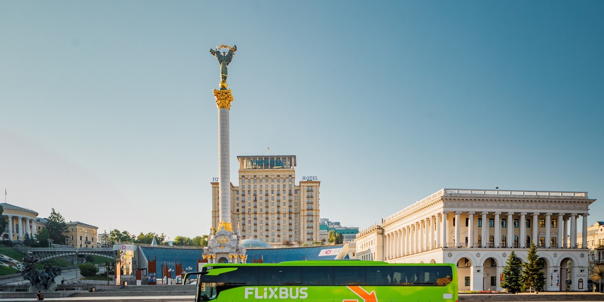 Autobus FlixBusa w ukraińskiej stolicy.