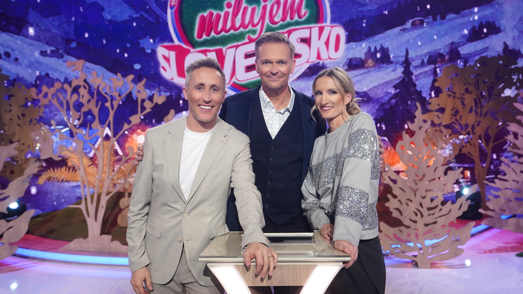 Šou Milujem Slovensko na JOJ-ke: Sajfa, Nikodým a Vinczeová.