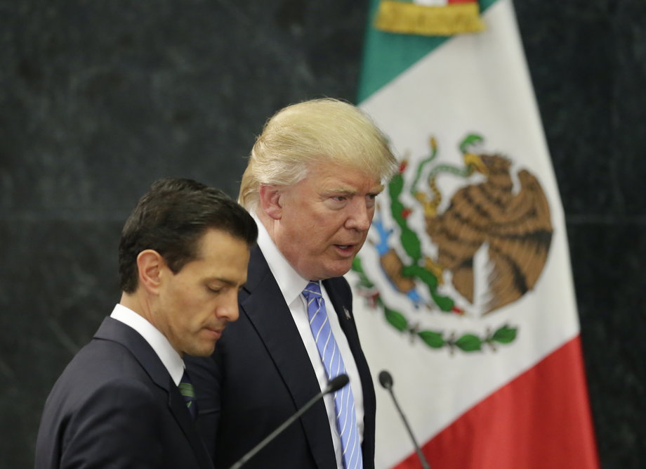 US President Donald Trump and Mexican President Enrique Peña Nieto in Mexico City.