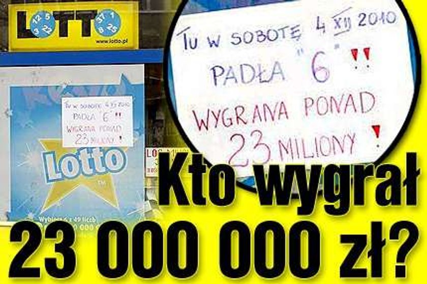 Kto wygrał 23 miliony w lotto?