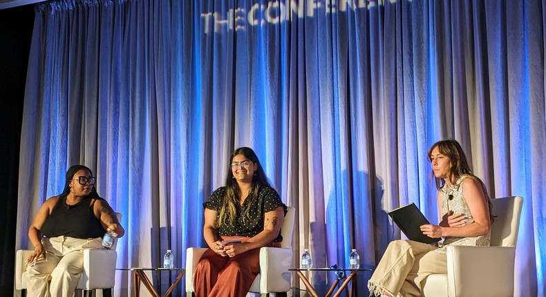 Maia Ervin (left), Meenakshi Janardhanan (middle), Alexandra York (right) speaking at a Conference Board panel.The Conference Board