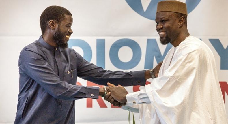 President Bassirou Diomaye Faye of Senegal and Ousmane Sonko, a prominent and controversial political figure.