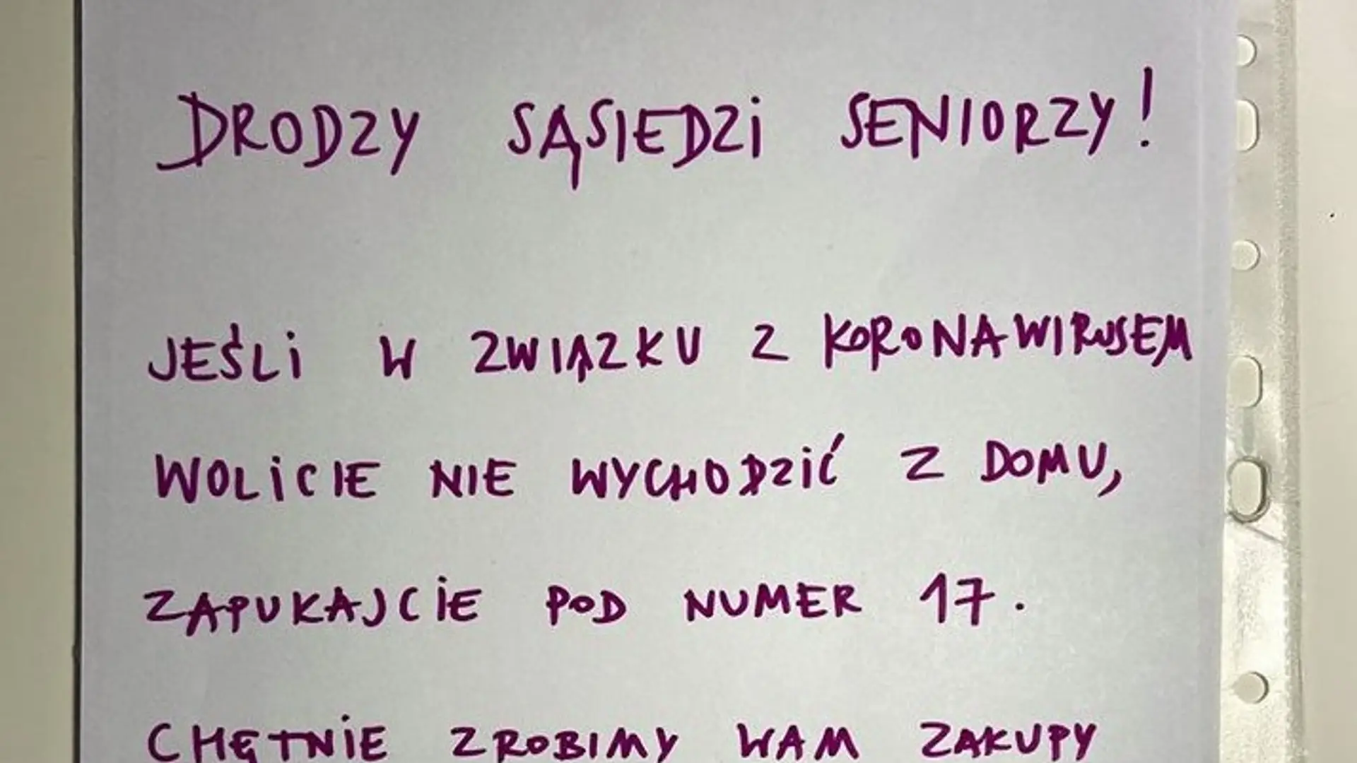 Jesteście młodzi i zdrowi? Idźcie pomagać swoim sąsiadom seniorom