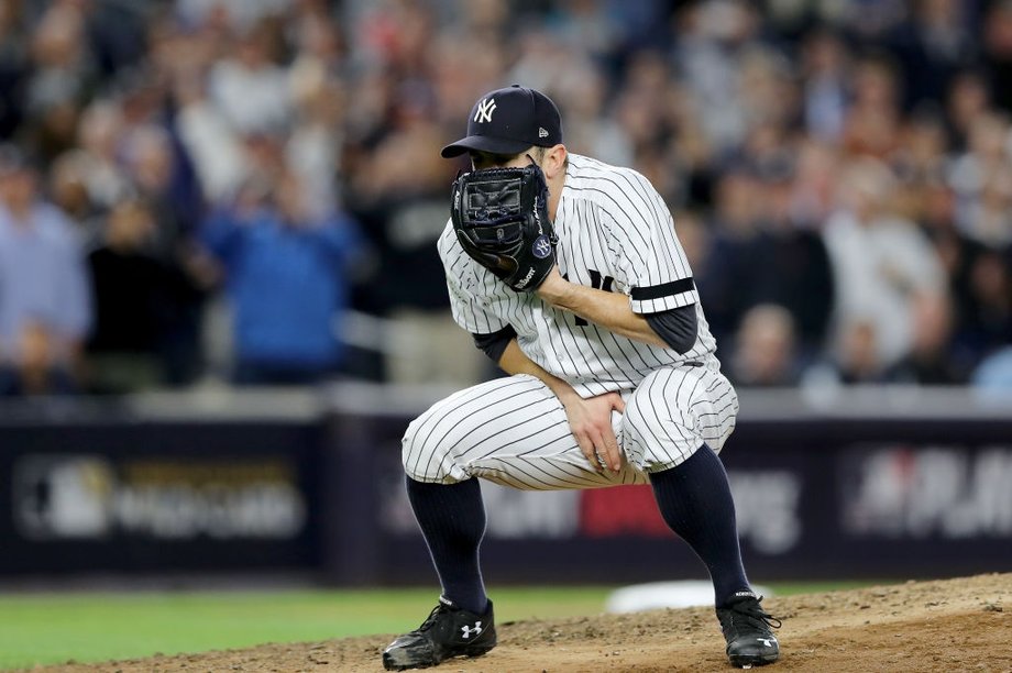 David Robertson reacts to Gray Sanchez being hit in the groin.