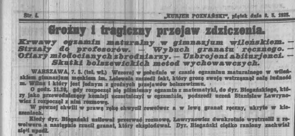 Informacja z gazety Kurjer Poznański
