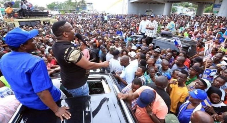 File image of Mike Sonko campaigning  in Mombasa