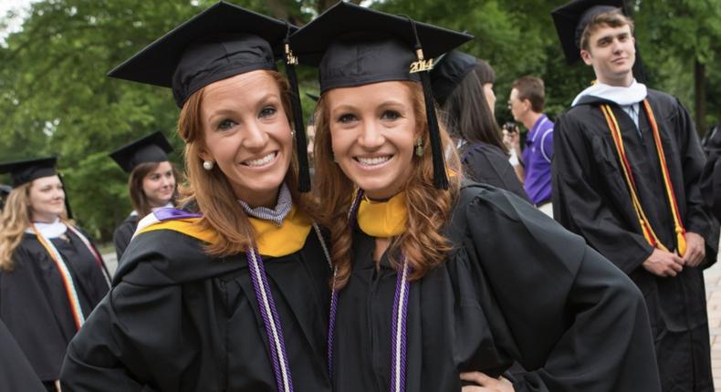 Kayla and Kellie Bingham when they graduated from college before attending medical schoolKayla and Kellie Bingham