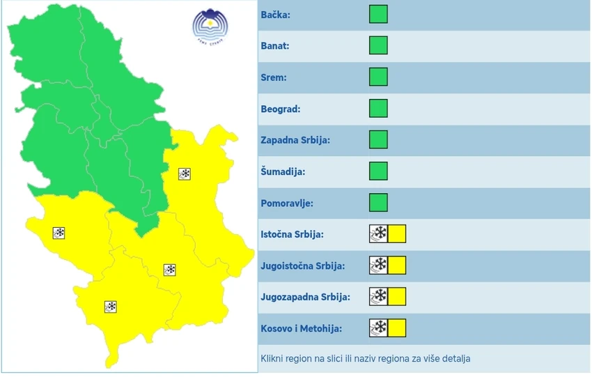 Meteoalarm za petak