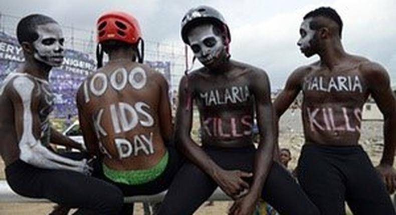 Actors warn against malaria in a campaign by the group behind Moskeeto Armor, a mosquito repellent fabric, in Lagos.