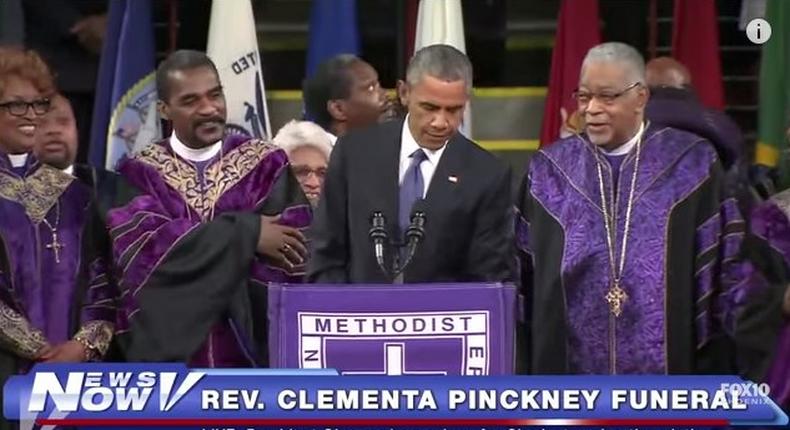 President Obama sings 'Amazing Grace' at Rev. Pinckney's funeral