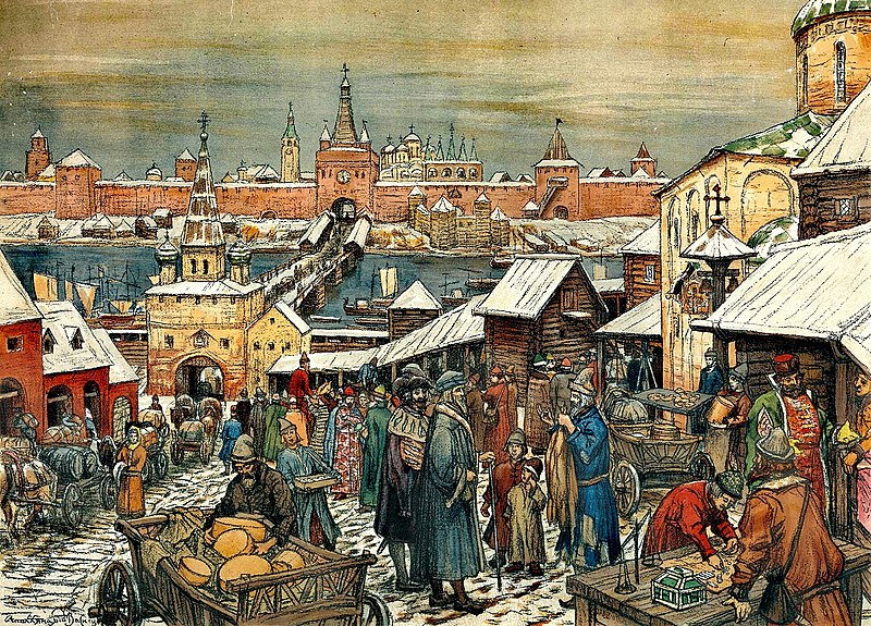 Targ nowogrodzki – ilustracja Apolinarego Wasniecowa (domena publiczna)