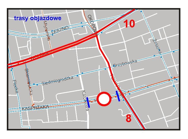 Tramwaje znikają z ulicy Prostej w Warszawie - trasy objazdowe Fot. ZTM Warszawa