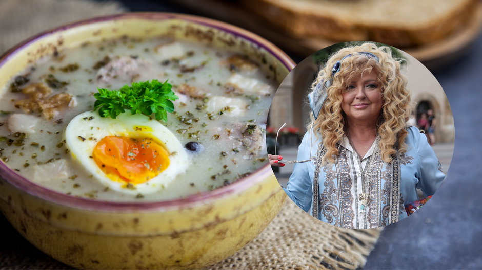 Magda Gessler podzieliła się swoim przepisem na aromatyczny żurek wielkanocny (fot. Kamila Sankiewicz Photo/Shutterstock, Łukasz Gągulski/PAP)