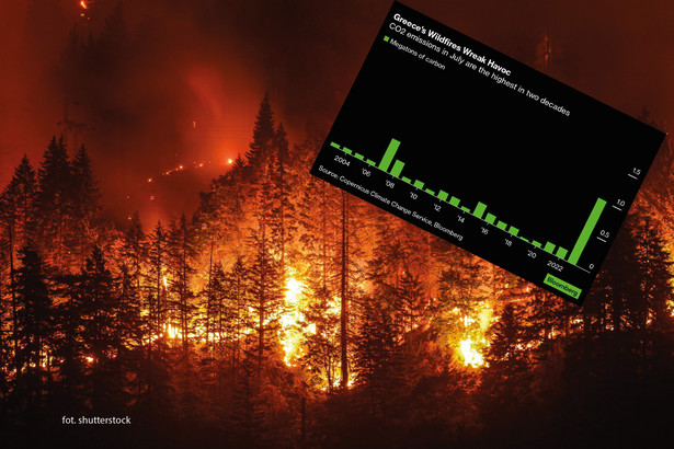 Greckie pożary trawią naturalne pochłaniacze dwutlenku węgla, jednocześnie płonące lasy wyemitowały w lipcu ogromne ilości CO2 do atmosfery.