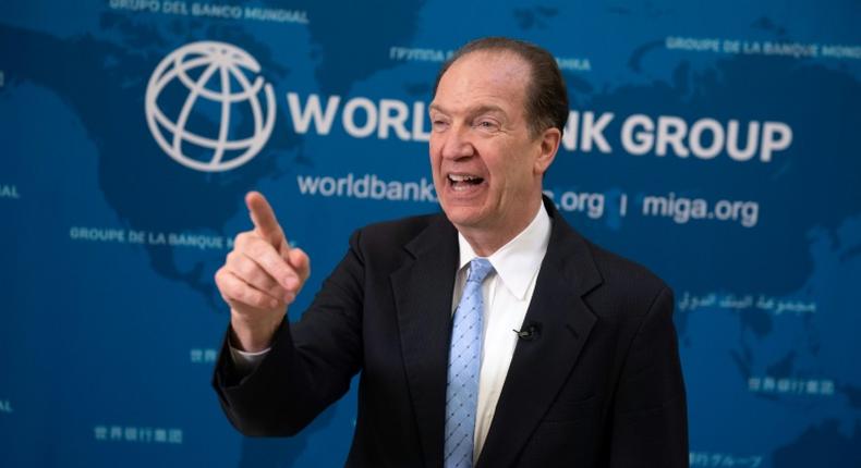 World Bank Group President David Malpass speaks during an interview with AFP